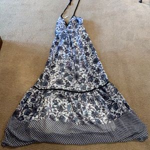 Blue and purple flower long dress